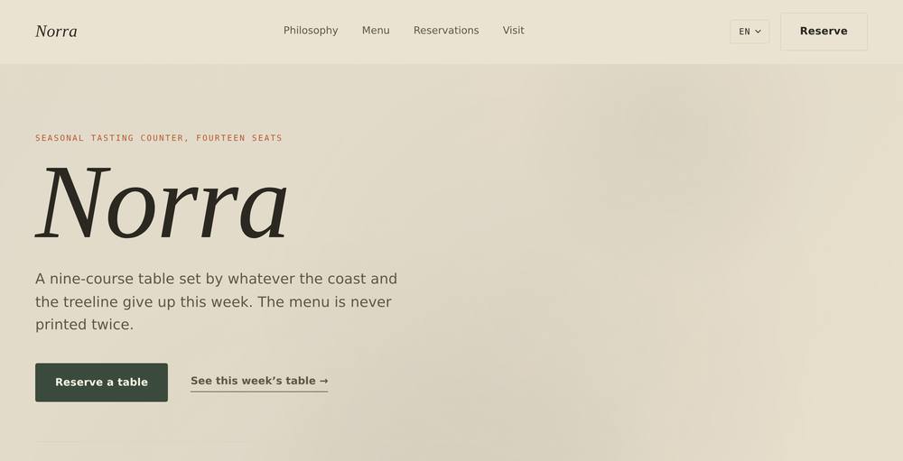 Norra homepage screenshot
